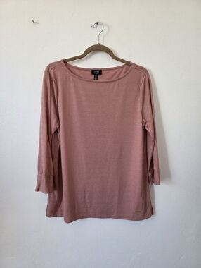 Jones New York Dusty Pink Knit Top Stretchy Soft Textured Comfy Basic Large